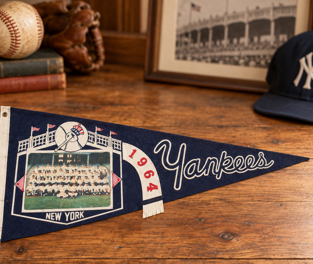 1964 New York Yankees Team Photo Pennant Mantle Maris Berra Ford AL Champions